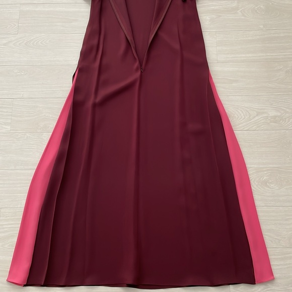 SALE! Valentino Burgundy & Pink Column Silk Maxi Dress - Picture 9 of 13
